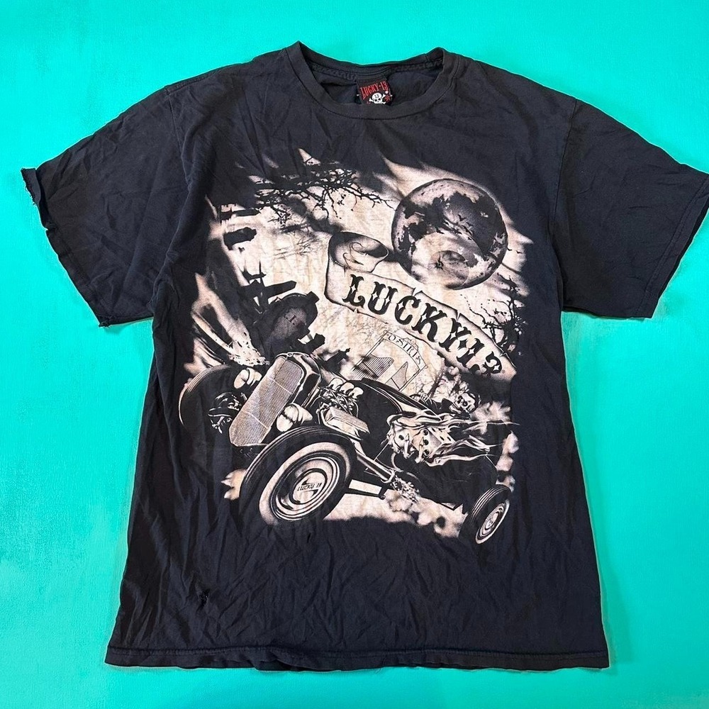 2000s Y2K lucky 13 graphic tee 2000s grunge style lucky 13 graphic t shirt